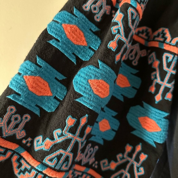 FREE PEOPLE Embroidered Swing Jacket (Black, blue & orange graphic) size Medium - Picture 7 of 15